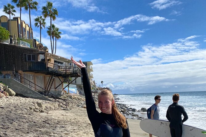 1.5 Hour Surf Lesson in Laguna Beach - Getting into the water with a coach nearby