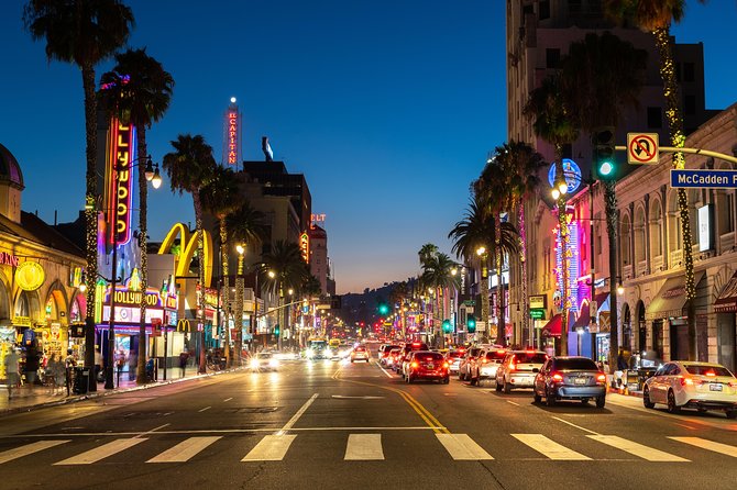 Hollywood Night Tour with Griffith Observatory - Hollywood landmarks from a moving bus