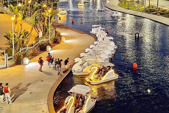 Illuminated Swan Boat Night Ride on Rainbow Lagoon in Long Beach - Is the glowing boat romantic or just silly?