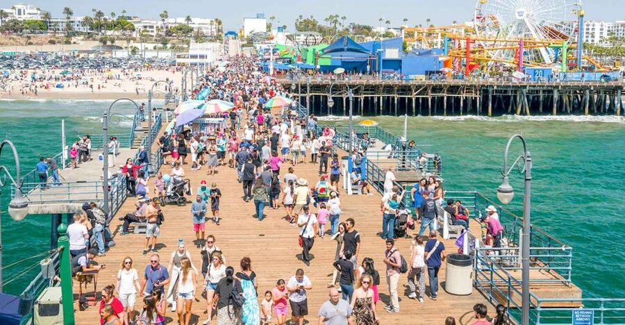 Los Angeles: LA Grand Tour by Open-Air Bus - One hour at Santa Monica Pier