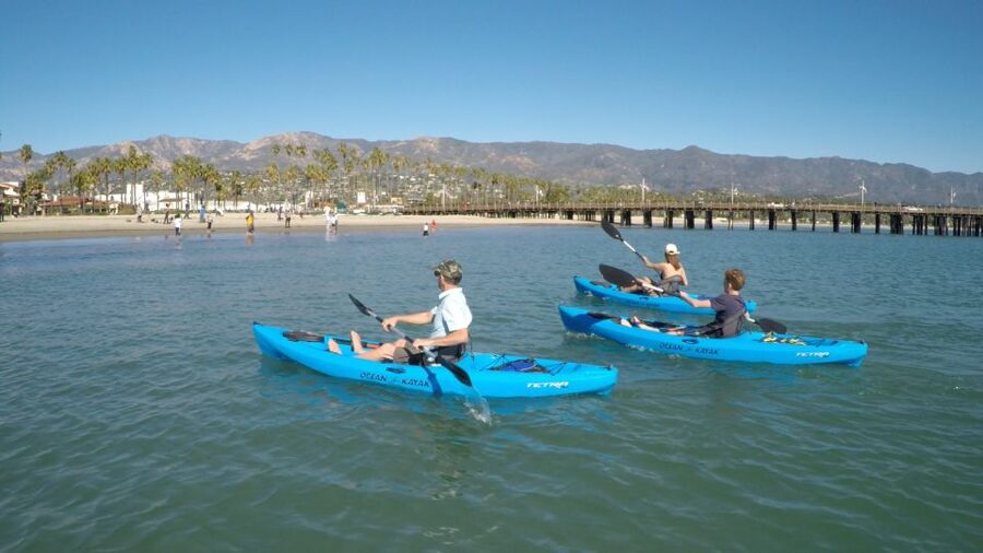 Santa Barbara: 1.5-Hour Harbor Kayak Tour - Following the Sandspit from a famous surf spot