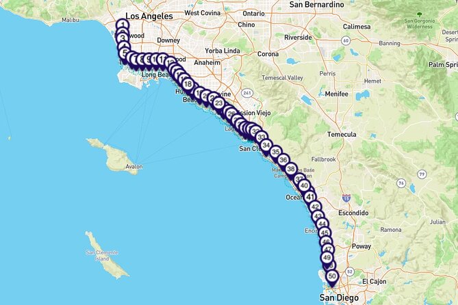 Self guided Driving Tour between LA and San Diego - Key points at a glance