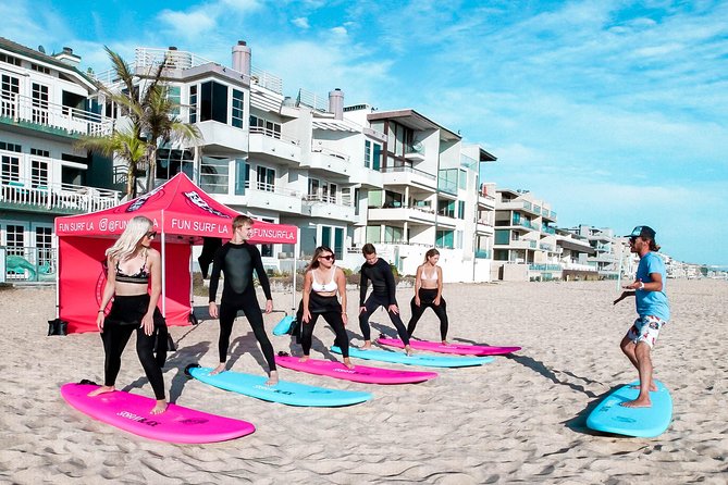 Shared 2 Hour Small Group Surf Lesson in Santa Monica - The first 20 to 30 minutes: learning on the sand