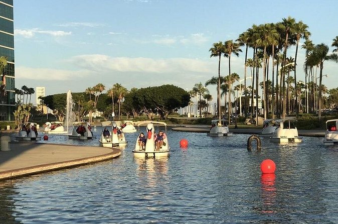 Swan Boat Rental at Rainbow Lagoon in Long Beach - Learning to pedal and steer the swan boats